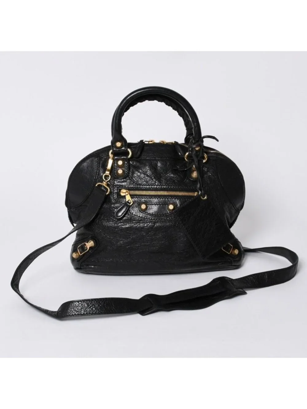 Balenciaga Classic Bowling Bag 2-Way Navy Gold